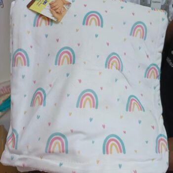 Rainbow-themed baby shawl