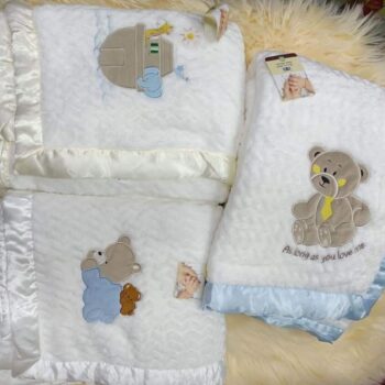 Warm Baby Shawl With Colored Binding