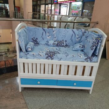 Baby Wooden Bed with Mattress and Cot Bumper