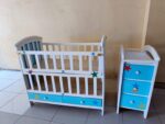 Wooden baby bed with side drawer 1