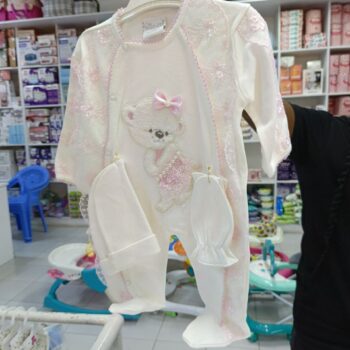 Romper Set With Cap and Mittens