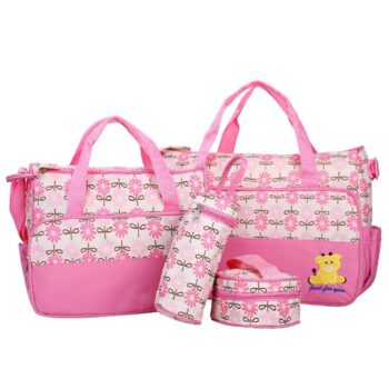 5 in 1 Baby Diaper Bag- Pink