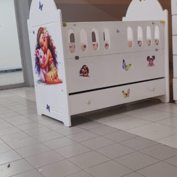 2 x 4 Feet MDF Baby Cot  and 4 x 4 Feet chest of drawers