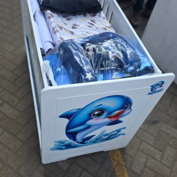 MDF Baby Cot with 4 inch Mattress.