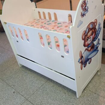 2 by 4 Ft MDF Baby Cot with 3 inch mattress