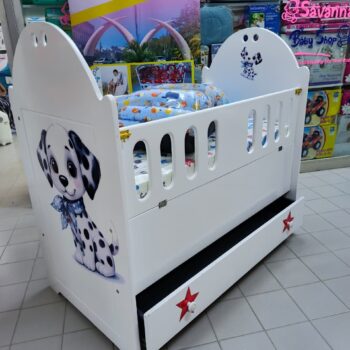 2 x 4 Ft MDF Baby Cot with 3 inch mattress and cot bumper