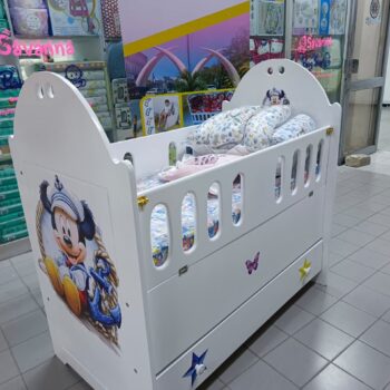 2 x 4 Ft MDF Baby Cot with 3 inch mattress and cot bumper