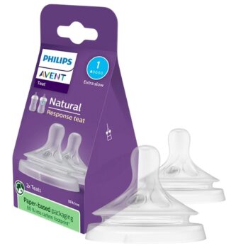 Twin pack of Philips Avent Natural Response Teats in Flow 1 (extra slow flow), suitable for newborns (0 months+)