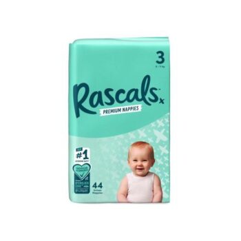 Rascal Premium Adhesive Crawler Nappy Diapers Size 3 (6-11 Kgs) - 44 Pieces